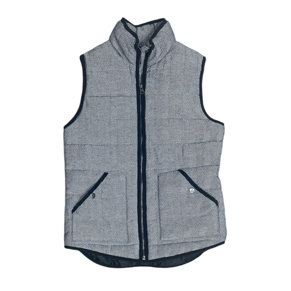 Merona Target Womens Size S Vest Black White Herringbone Puffer Pockets Quilted